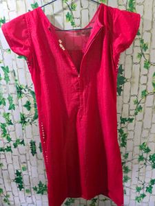 Red Embroidered Kurta Set