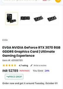 EVGA RTX3070 8GB GDDR6 ,L