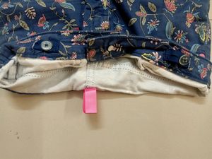Blue Floral Print Jeans For Girls