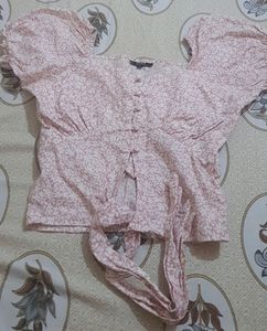 Pink Floral Print Crop Top