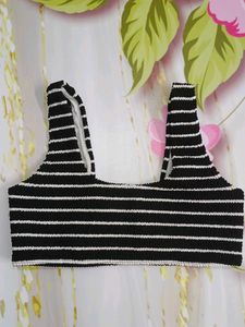 (1117)Striped Smocked Cropped Tank Top