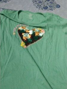 Green Sequin Heart Tee