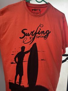 STOP Brand New Peach Vibrent Red T-Shirt