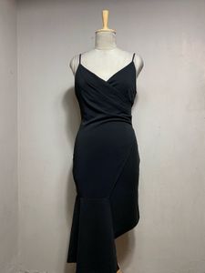 Black Asymmetrical Hem Cocktail Dress