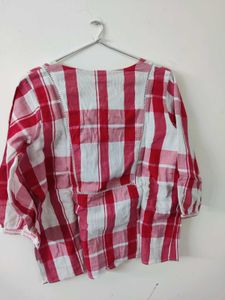 Red &amp; White Plaid Top