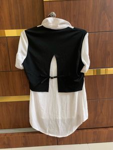 Black Vest Layered Look Korean Shirt