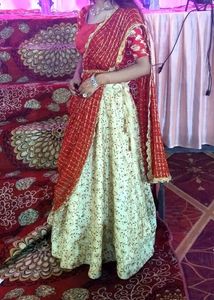 Red &amp; Cream Lehenga