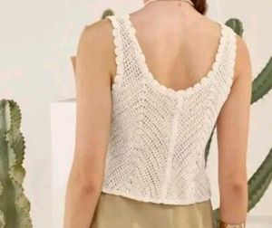 White Knit Crop Top
