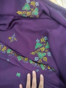 Purple Embroidery Saree