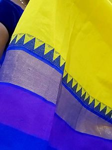 Elegant Yellow &amp; Blue Saree