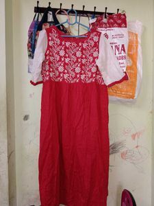 Red Embroidered Kurti