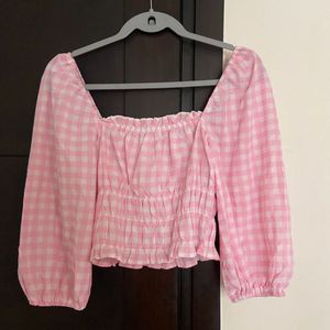 New With Tag Pink Gingham Crop Top