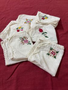 Vintage Embroidery Handkerchief Set of 6