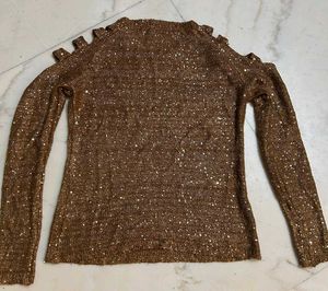 Sparkly Cold Shoulder Sweater