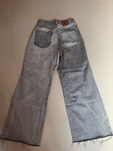 Distressed Grey Wide Jeans