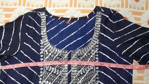 Navy Striped Kurti Set