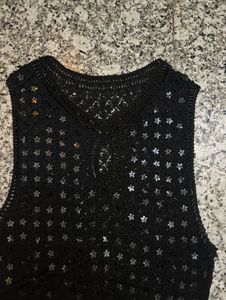 Y2k Black Sequence Sleeveless Tank Top