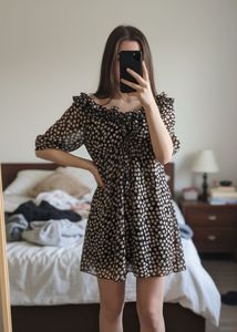 Cute Polka Dot Mini Dress with Frills