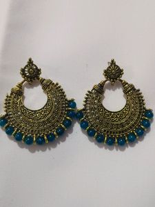 Golden and  Blue Earings