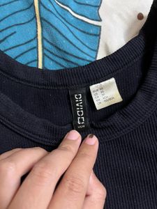 H&amp;M Black  Ribbed Cropped Tank