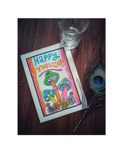 Happy Thoughts Handmade Postcard