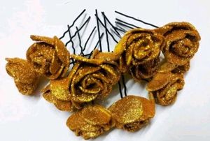 Rose Glitter Bun Pin