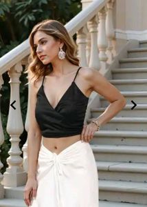 Satin Black Crop Top