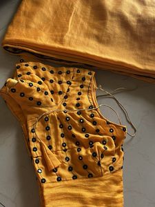 Mustard Embroidered Saree