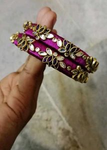 Hand Made Silk Thread Kundhan Bangles