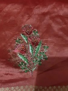 Elegant Red Embroidered Saree