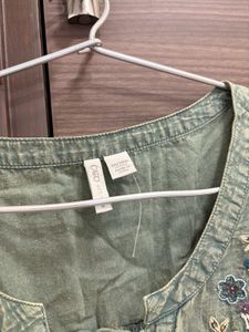 Embroidered Green Tunic Top