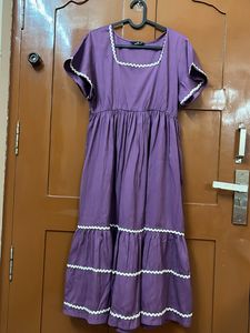 Purple Tiered Dress with Belt