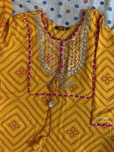Festive Pink Yellow Kurta Set
