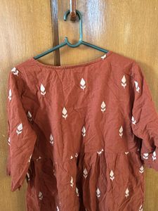 Brown Peplum Top For Daily Wear