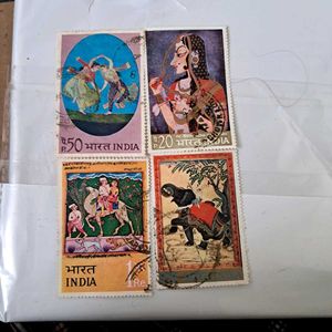 1973's 4 Vintage Indian Stamps
