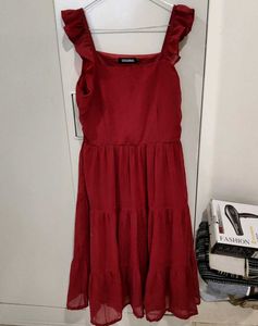 Burgundy Tiered Midi Dress