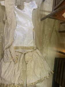 White &amp; Gold Embroidered Salwar Suit