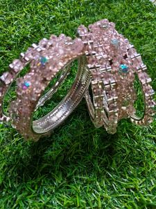 Pink Beaded Bangle Set