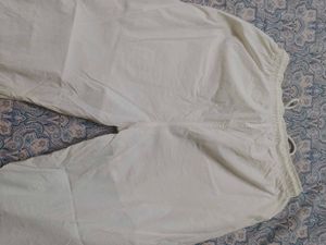 White Drawstring Casual Parachute Pants