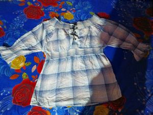 Checkered Off-Shoulder Top