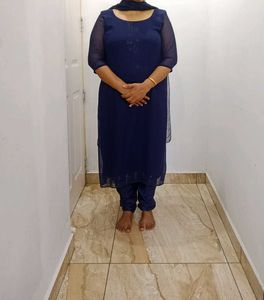Blue Kurta Set With Dupatta
