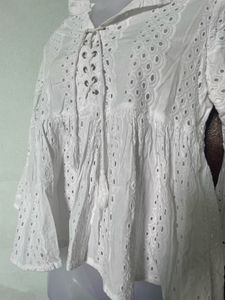 Mango White Eyelet Blouse