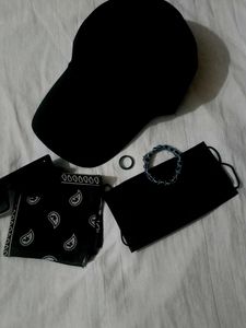 Cap, Bandana, Mask,bracelet, Ring,glass