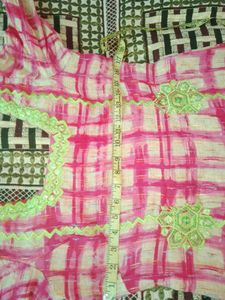 Punjabi Suit With Dupatta Parrot And Pink Combinat