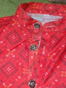 Red Patterned Kurta