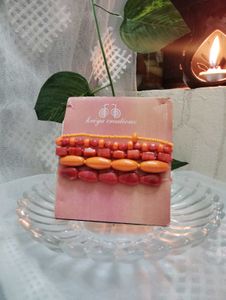 Orange Beaded Bracelet Set