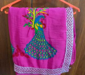 Pink Embroidered Saree