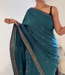 Green Tusshar Silk Saree