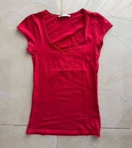 Zara organic cotton red tshirt, S