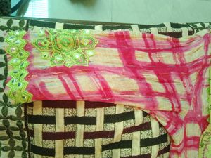 Punjabi Suit With Dupatta Parrot And Pink Combinat